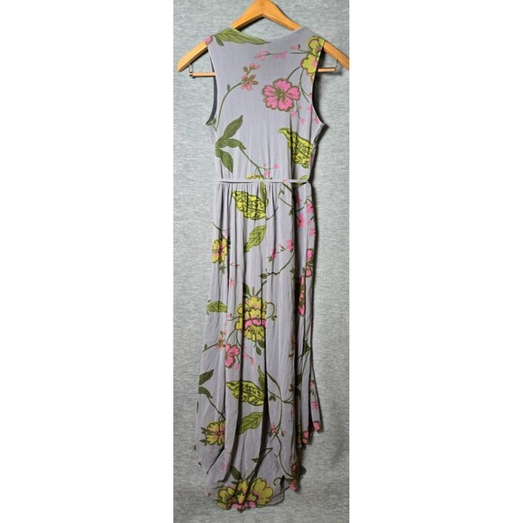 Sweat Pea Womens Hi-Low Floral Maxi Dress Sleeveless Faux Wrap Gray Size Medium - Picture 4 of 12